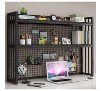 GLJTUO Desktop Bookshelf For Computer Desk - Multipurpose Countertop Hutch Bookshelf, With Grid Bookshelf, The Wrought Iron Table Storage Shelf, Dormitory 2-Story Bookcase Storage Ra,F