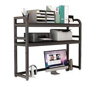GLJTUO Desktop Bookshelf For Computer Desk - Multipurpose Countertop Hutch Bookshelf, Wrought Iron Multifunction Bedroom Storage Organizer Shelves Rack, The Simple Desk In The Living,B-115X32X92CM