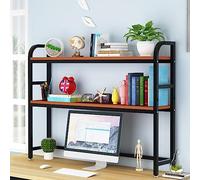 GLJTUO Desktop Countertop Bookshelf - Desktop Bookshelf, Solid Wood Computer Desk Bookcase, Metal Storage Display Stand For Computer Desk, Adjustable Desk Bookshelf Organizer Rack,C-95X24X90CM