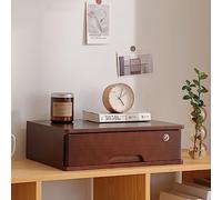 GLJTUO Desktop Storage Box With Drawers - Desktop File Cabinet Organizers, Wooden Desktop Storage Box With Lockable Drawers, A4 Receipt File Organizer, 1/2/3/4 Tier With Lock (A 1 Drawer)