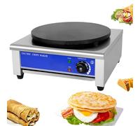 GLJTUO Electric Crepe Maker, 15.7 Inch Commercial Electric Crepe Maker Pancake Griddle Single Heating Plate Non-Stick For Pancakes, Chapatis, Chapatis,Doublehead,Singlehead