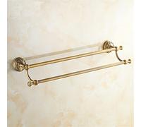 GLJTUO European Vintage Antique Copper Double Towel Bars Rack Retro Brass Bathroom Towel Bars Wall Mounted Toilet Hanging Towel Rack Shelf,