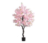 GLJTUO fake tree Fake Tree Artificial Cherry Blossom Tree 150cm/4.9ft Tall Faux Tree Fake Potted Plants Ornaments With Real Wood Artificial Plant Realistic Design,Pink