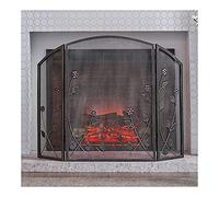 GLJTUO Fireplace Screen Guard, Fire Guard 3 Panel Foldable Fire Screen Protector Arched, Fireplace Fence With Leaves Pattern 30.7In Tall, Indoor And Outdoor Freestanding Spark Guard,