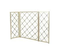 GLJTUO Fireplace Screen Guard, Fire Guard Foldable Fireplaceguard, Powder-Coated Iron Fire Screen With Steel Fine Grid, Fireguard For Fireplace Free-Standing 3 Panel Surround Screen,Gold