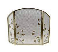 GLJTUO Fireplace Screen Guard, Fire Guard Indoor Fireplace Screen 3 Panel Foldable Wrought Iron Screen Arched, Outdoor Metal Decorative Mesh Cover Solid Fire,Gold