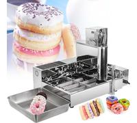 GLJTUO Fully Automatic Donut Making Machine, Commercial 4/6 Rows Doughnut Maker With Intelligent Control Panel, 1800Pcs/H Adjustable Thickness Auto Flip Donut Fryer,Silver-Four Rows