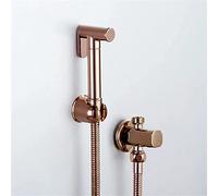 GLJTUO Hand Held Toilet Bidet Sprayer, Single Cold Bidet Douche Kit, Solid Brass Rose Gold Cloth Diaper Sprayer, Wall Mounted Shower Head With Angle Valve,E Set,B Set
