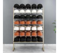 GLJTUO Helmet Stand Display Stand Hat Organizer Rack For Baseball Caps,Gold-150Cm 5 Tier Capacity 70