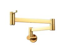 GLJTUO Modern Brass Wall Mounted Kitchen Sink Taps with 360° Folding and Rotating Design Double Handle Control for Single Cold Water Brushed Gold Finish Perfect for Years of Fri,Gold