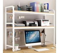 GLJTUO Modern Desktop Bookshelf/Bookcase, 2-Tier Adjustable Industrial Desk Organizer Shelf, Wrought Iron Display Shelf/Grid Desk Storage Rack For Office Kitchen Living Room Library,C-85X30X98cm