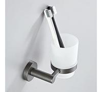 GLJTUO Modern Gray Bathroom Accessories Set With Brass Toilet Brush Holder Towel Racks Paper Towel Shelf Shower Soap Dish Wall Hook Hairdryer Rack And Double Towel Bar,Cup Holder-a