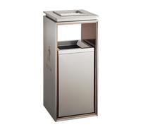 GLJTUO Outdoor Trash Bin With Lid And Ashtray, Durable Metal Waste Container For Home And Office Use,Silver Large-Single