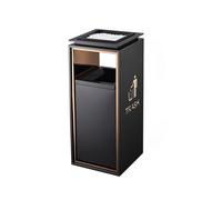 GLJTUO Outdoor Trash Bin With Lid And Ashtray, Durable Metal Waste Container For Home And Office Use,Black Large-Single