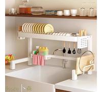 GLJTUO Over The Sink Dish Drying Rack - 2 Tier High Capacity Kitchen, Double Layer Dish Drainer with Utensil Holder & Cutting Board Racks for Space-Saving Efficiency (Single La,Single Layer-76cm
