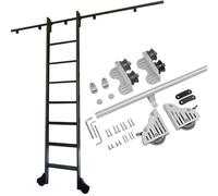 GLJTUO Rolling Library Ladder Hardware Kit, 3.3ft-20ft Silver Gray Round Tube Mobile Ladder Rail, Retractable Sliding Barn Door Track Kit, No Ladder,One Color-6.6ft/200cm
