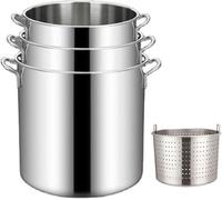 GLJTUO Stainless Steel Boil Kit With Perforated Basket Perfect For Seafood Boiling And Steaming - Large Stock Pot Turkey Fryer Pasta Pot Deep Crawfish Clam Steamer/Siliver,Siliver-30L/27Qt