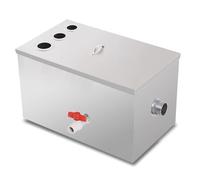 GLJTUO Stainless Steel Grease Trap Interceptor for Kitchen Sink, 3-Top Inlet Wastewater Separator, Ideal for Restaurant, Canteen & Home Kitchen,28x16x12in