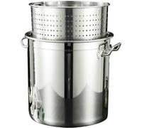 GLJTUO Stainless Steel Steamer Pot - Crawfish Seafood Stockpot With Retractable Handle Strainer Basket For Home Brewing And Outdoor Cooking,13.8In/50 Quart/12.5 Gallon,13.8In/50 Quart/12.5 Gallon
