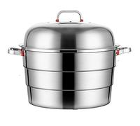 GLJTUO Steamer Pot Stockpot Stainless Steel Commercial Restaurant Factory Three-Storey Super Large Capacity Extra Large Stew Cookware Pot Stainless Steel Cooker,55Cm