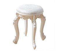 GLJTUO Stool for Vanity, Makeup Velvet Stool, White Vanity Stool, Abs Plastic Steel Stool Legs and Sponge Cushion, Simple European Style