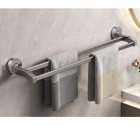GLJTUO Suction Cup Towel Rail Wall Mounted Aluminium Towel Holder For Bathroom Kitchen & Toilet 70Cm Double Bath Sheet Rack Space Saving Solution,