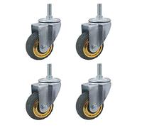 GLJTUO Swivel Stem Casters Wheels with Brakes, 100mm Heavy Duty Furniture Casters, Rubber Replacement Wheel, Silent, Office Chair Castor, M12*30mm, Load 280KG, for Trolleys, Cri,4 Pcs without Brake