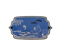 GLJTUO Tea Table Tray Tray for Coffee Table Tea Tray Relief Home Living Room Water Storage Dry and Wet Tea Table, Tray Kung Fu Tea Set Ceramic Tea Tray Serving Trays for Party,B