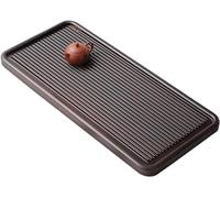 GLJTUO Tea Tray,Tea Plate,Kongfu Tea Tray Mini Solid Wood Japanese/Chinese Gongfu Tea Table Serving Tray Box Reservoir & Drainage Type,Brown-60 * 28 * 3cm