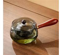 GLJTUO Teapot Set Glass Teapot with Wood Handle Transparent Side Handle Coffee Kettle Chinese Tea Ceremony Pure Tea Kung Fu Tea Teawear Set Tea Sets with Teapot,1 Set