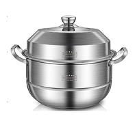 GLJTUO Thickened Food Grade 304 Stainless Steel 5-Layer Composite Pot Bottom Steamed Buns Stewed Chicken Soup,27Cm