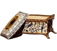 GLJTUO Tissue Box/Holder Chinese Creative Ceramics With Copper Household Tissue Box Soft Home Decorations Ornaments Storage Box,3