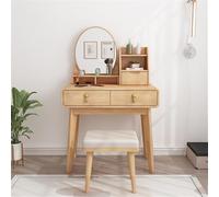 GLJTUO Vanity Desk with Mirror and Stool Makeup Table Solid Wood Vanity Set Dressing Tables for Dressing Room Multi Scenario Use
