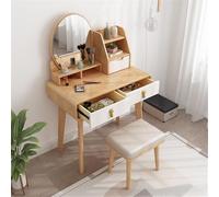 GLJTUO Vanity Desk with Mirror and Stool Makeup Table Solid Wood Vanity Set Dressing Tables for Dressing Room Multi Scenario Use