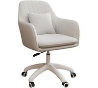 GLJTUO Velvet Desk Chair For Home Office,Modern Vanity Chair,Height Adjustable Swivel Rolling Comfy Chair Computer Chair With White Legs For Living Room Bedroom,330Lbs,White-Height 80-90CM