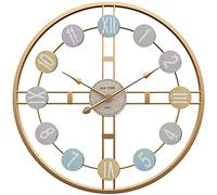 GLJTUO Wall Clock Large Metal Retro Wall Clock - Silent Battery Operated Iron Garden Clock with Roman Numerals for Modern Living Room Decor - Vintage Art Clock by Wal