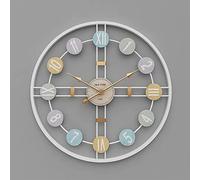 GLJTUO Wall Clock Large Metal Retro Wall Clock - Silent Battery Operated Iron Garden Clock with Roman Numerals for Modern Living Room Decor - Vintage Art Clock by Wal