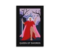 GLJXFP Tarot Minor Arcana Queen of Swords with Legs Crossed in Black Frame Poster Canvas Decorative Painting Wall Art Works 12x18inch(30x45cm)