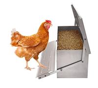 GLJY Automatic Chicken Feeder Auto Treadle Self Opening Feed Chook Poultry Feeder Aluminium Treadle Self Opening Feeding Watering Supplies For Chickens/Ducks/Hens