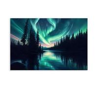 GLKISGFQ Aurora Forest Lake Poster Canvas Poster Bedroom Decor Landscape Office Room Decor Gift 24x36inch(60x90cm)