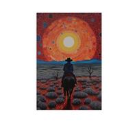 GLKISGFQ Cowboy Riding Into The Sunset Poster Canvas Poster Wall Art Decor Print Picture Paintings for Living Room Bedroom Decoration 16x24inch(40x60cm)