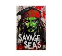 GLKISGFQ Savage Seas Pirate Art Poster Canvas Poster Bedroom Decor Landscape Office Room Decor Gift 16x24inch(40x60cm)