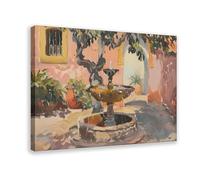 GLKISGFQ Spanish Country Garden Painting(1) Canvas Poster Bedroom Decor Landscape Office Room Decor Gift 12x18inch(30x45cm)