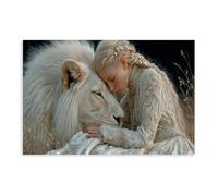 GLKISGFQ The White Queen And The Lion Poster Canvas Poster Bedroom Decor Landscape Office Room Decor Gift 12x18inch(30x45cm)