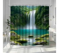 GLKSDLPO 1pcs waterfall natural landscape pattern shower curtain/high-end elegant bathroom curtain/shower curtain home decoration(90x203cm/35x80in(WxH))