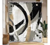 GLKSDLPO Abstract Black White Gold Curve Pattern Waterproof Shower Curtain Modern Luxury Bath Curtain for Living Room Decor(240x175cm/94x69in(WxH)
