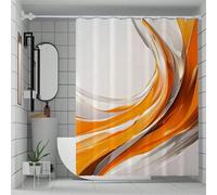 GLKSDLPO Beige Orange Shower Curtain, 3D HD Printing Vintage Aesthetic Geometric Long Bathtub Curtains Bathroom Decoration(90x200cm/35x79in(WxH))