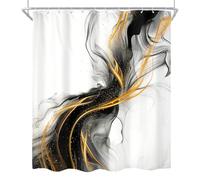 GLKSDLPO Black Gold Shower Curtain Abstract Modern Dark Gray Gold Marble Minimalist Ink Texture Shower Curtain For Bathtub Curtain(157x183cm/62x72in(WxH)