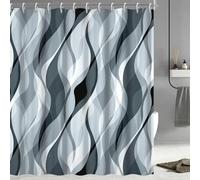 GLKSDLPO Brown Geometric Shower Curtain, Modern Abstract Grey And Brown Striped Shower Curtain Set For Bathroom Wet Room(90x200cm/35x79in(WxH))