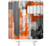 GLKSDLPO Burnt Orange Shower Curtain, Modern Boho Gray Abstract Brushstrokes Shower Curtains For Bathroom Wet Room(122x214cm/48x84in(WxH))